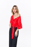 Red Satin Clare Top