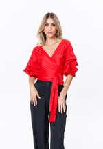 Red Satin Clare Top