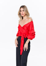 Red Satin Clare Top