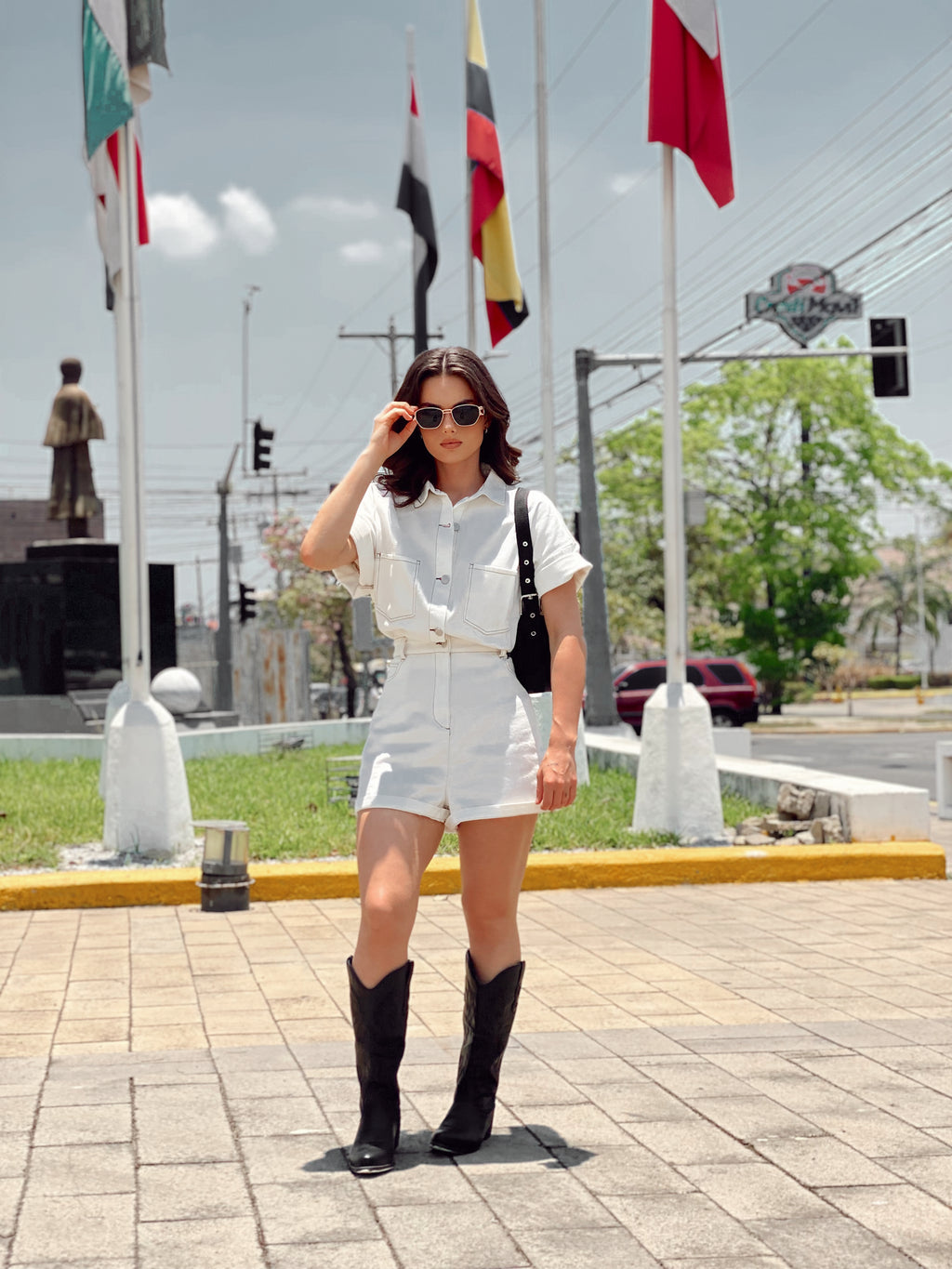 White denim romper